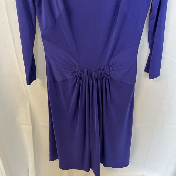 Issa London Purple 100% Silk Sheath Midi Dress Sz 6 3/4 Sleeve Cocktail Wedding - Picture 3 of 16